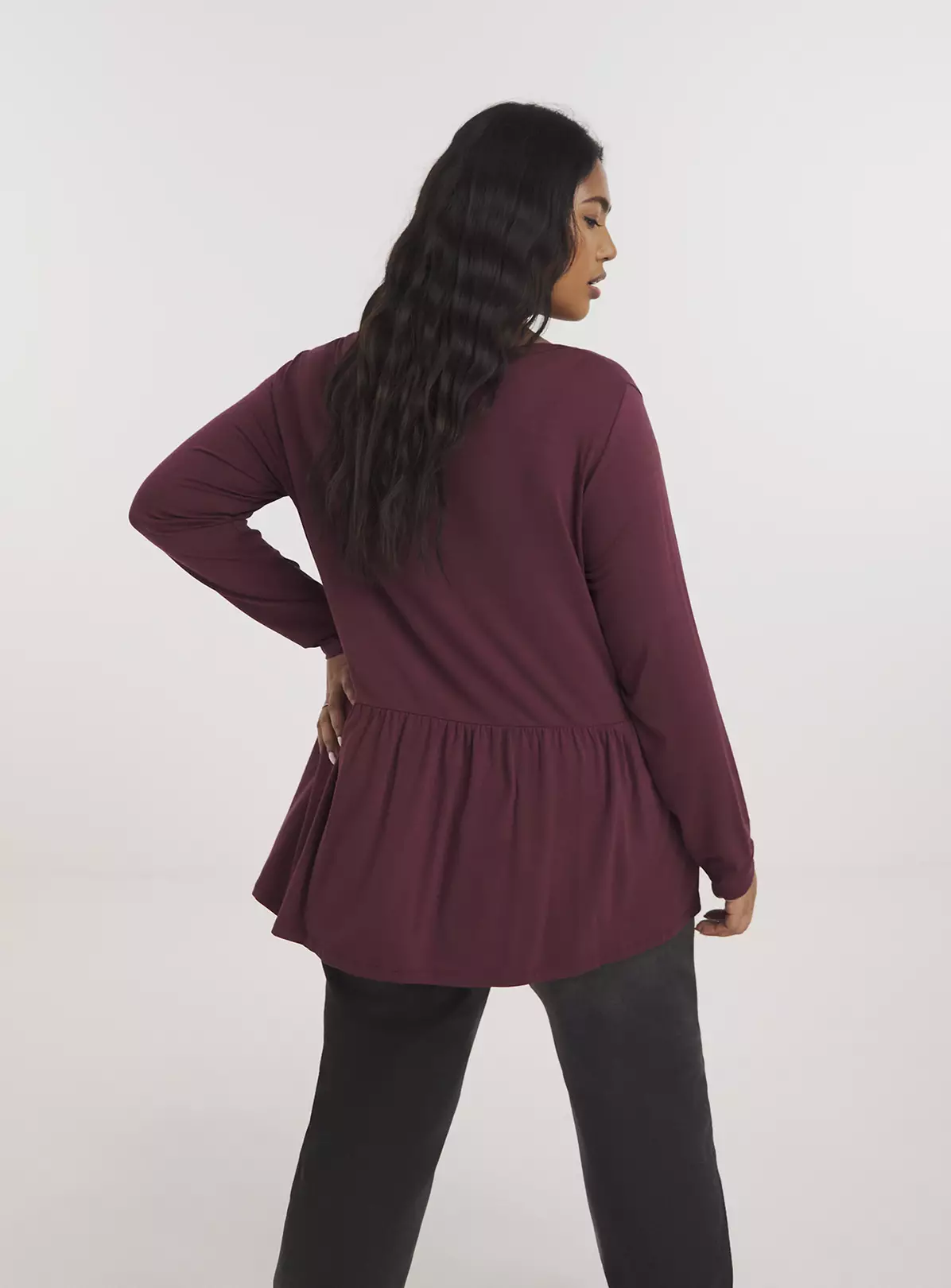 SIMPLY BE Burgundy Button Front Peplum Longline Top 20 1 SIMPLY BE Burgundy Button Front Peplum Longline Top 20