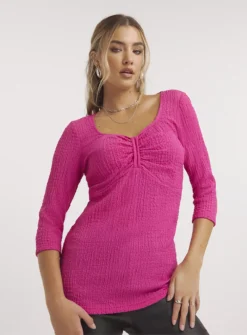 SIMPLY BE Hot Pink Textured Jersey Top 32 -Fit In Dress Sales tuc143848666 Pink R Z004A