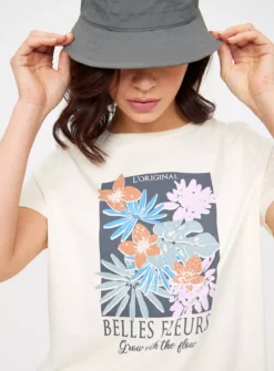 Cream Floral Graphic Oversized T-Shirt 18 -Fit In Dress Sales tuc143875744 Cream R Z003A