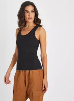 Black Classic Ribbed Vest Top 18 -Fit In Dress Sales tuc143877096 Black R Z001A