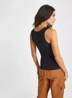 Black Classic Ribbed Vest Top 18