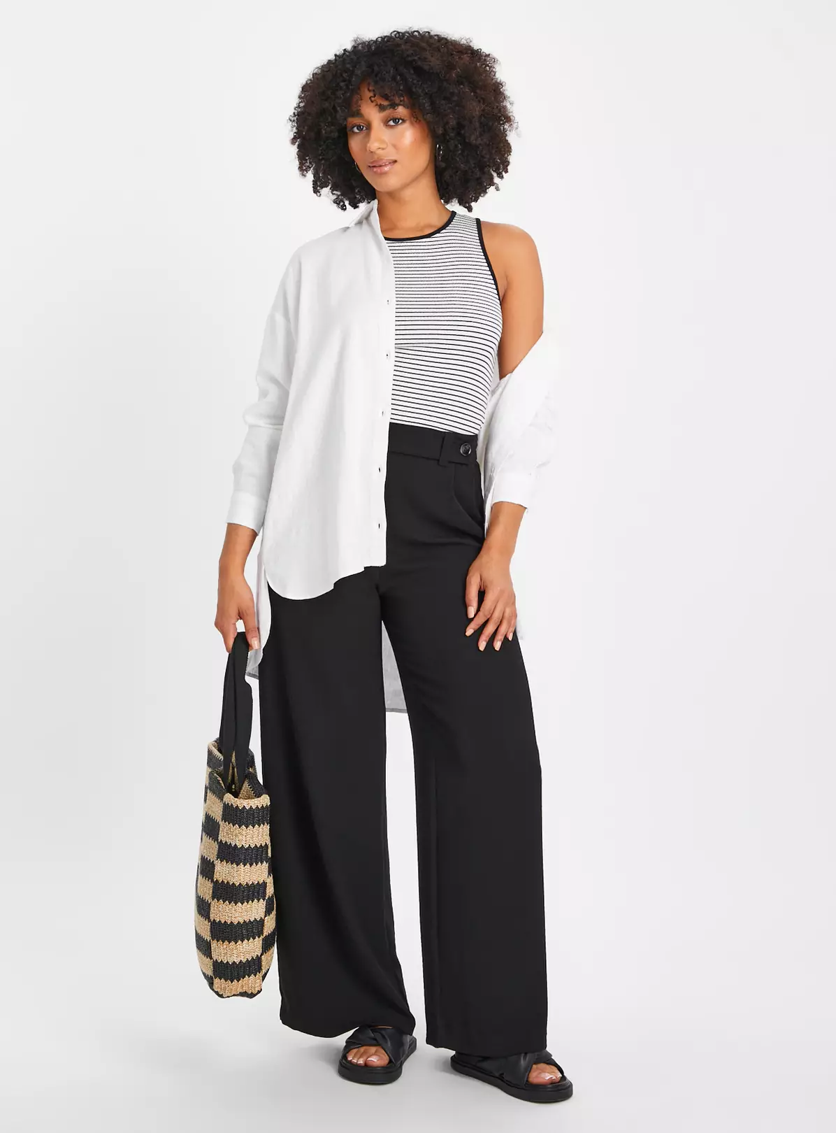 White Ribbed Stripe Vest Top 16 4 White Ribbed Stripe Vest Top 16 - Image 4