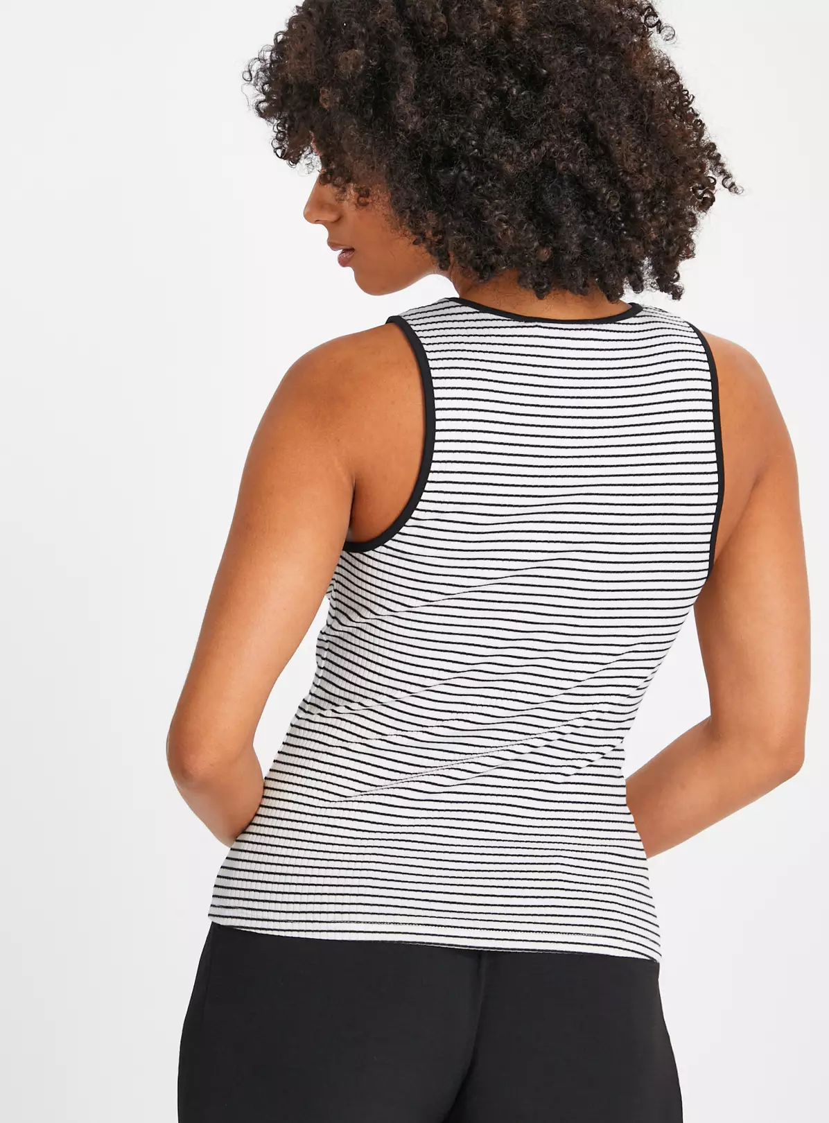 White Ribbed Stripe Vest Top 16 3 White Ribbed Stripe Vest Top 16 - Image 3