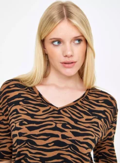Tan Tiger Print Relaxed T-Shirt10