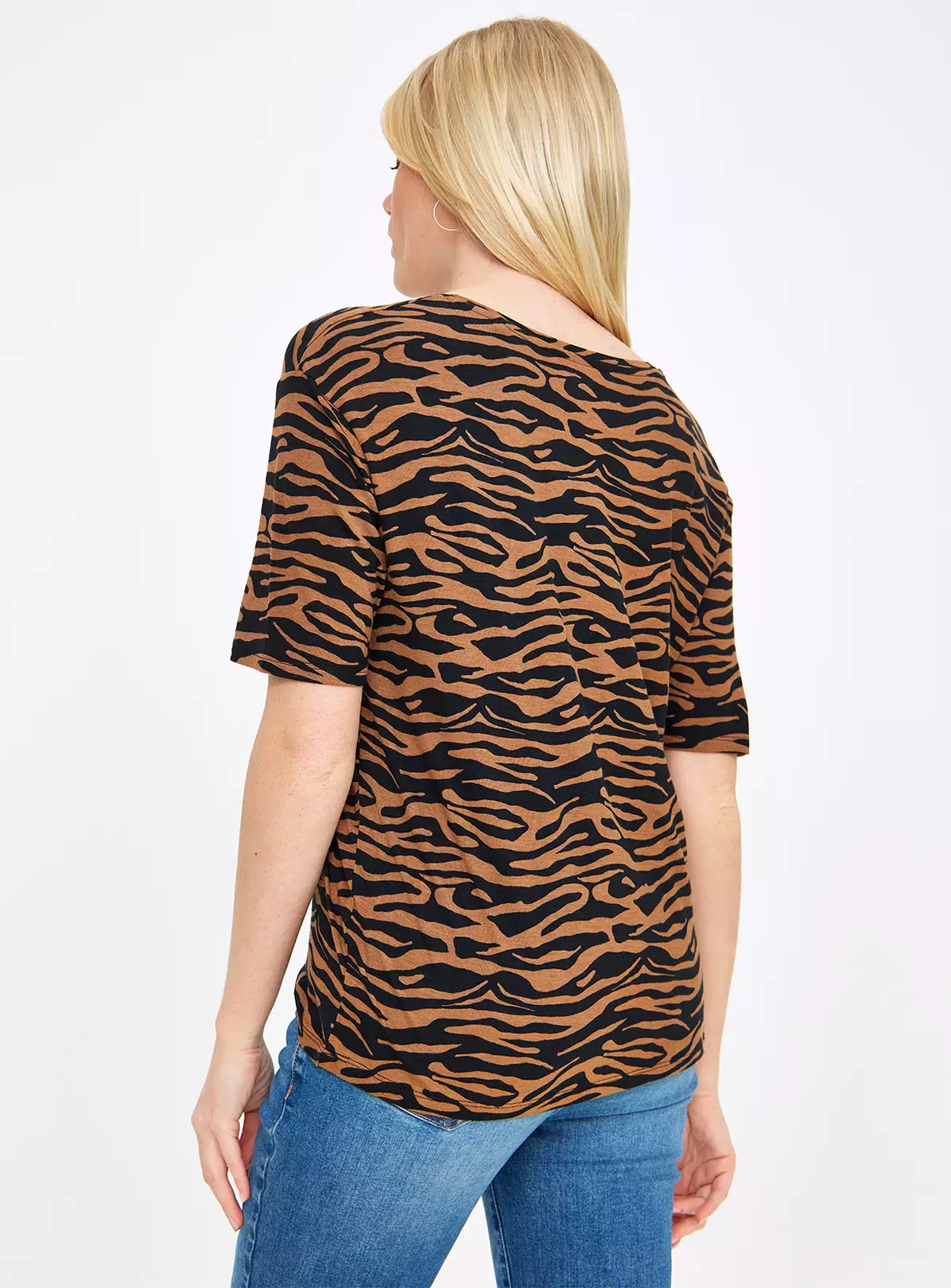 Tan Tiger Print Relaxed T-Shirt10 2 Tan Tiger Print Relaxed T-Shirt10 - Image 2