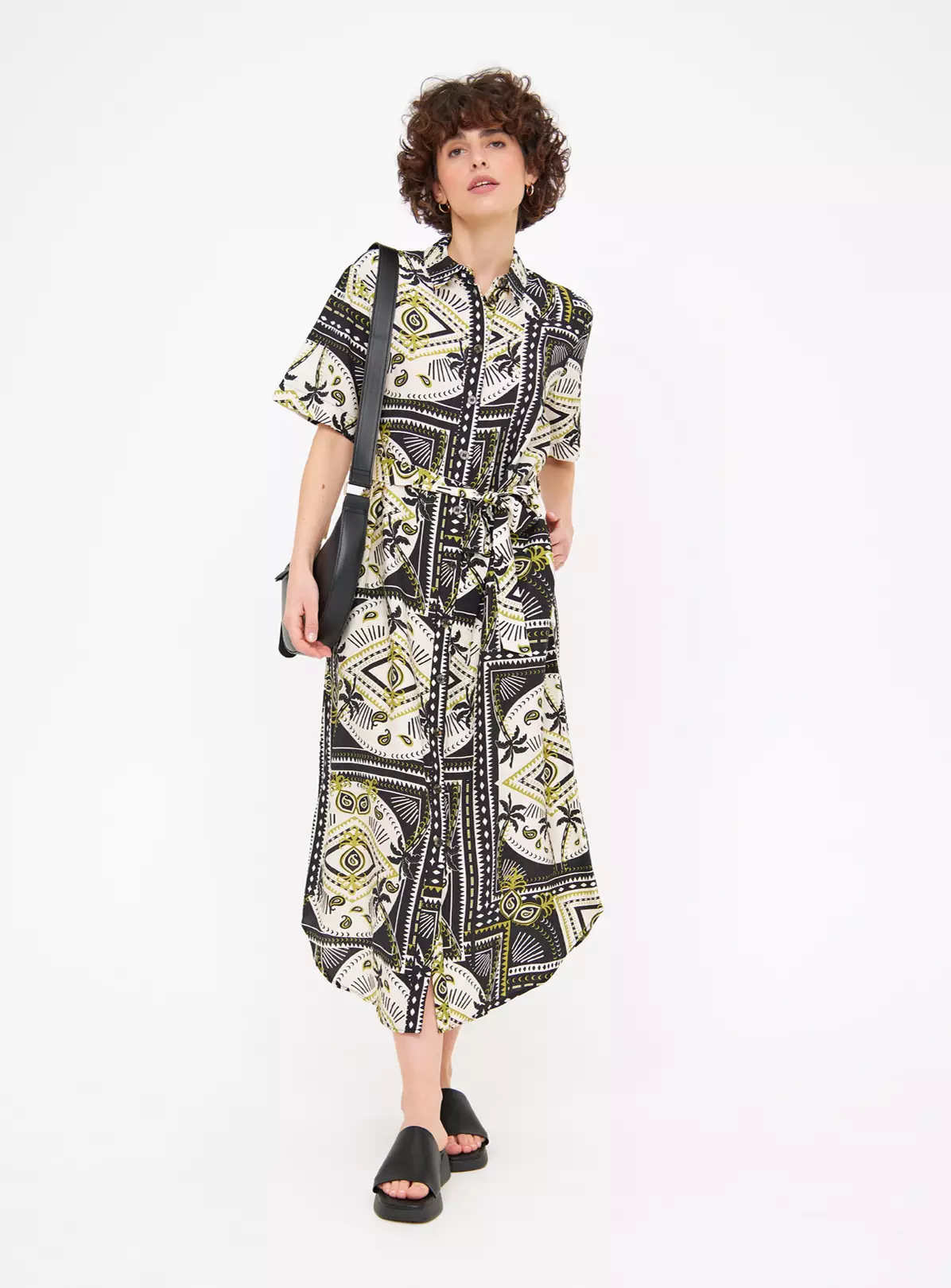 Resort Palm Print Midaxi Shirt Dress 24R 2 Resort Palm Print Midaxi Shirt Dress 24R - Image 2