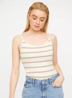 Khaki Stripe Cami Vest Top 2 Pack 22 -Fit In Dress Sales tuc143963795 Multi20Coloured R Z002A