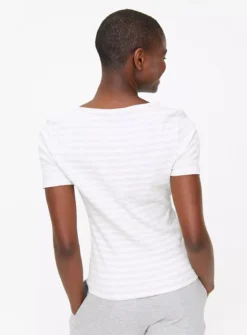 Grey Stripe Short Sleeve Henley T-Shirt 8 -Fit In Dress Sales tuc143963867 Grey R Z004A 1