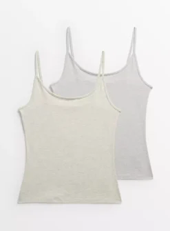 Grey Marl Cami Vest Tops 2 Pack 26 -Fit In Dress Sales tuc143965070 Multi20Coloured R Z001A 1