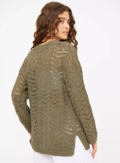 Khaki Geometric Pointelle Tunic Top 12 6 Khaki Geometric Pointelle Tunic Top 12 -Fit In Dress Sales tuc143977054 Khaki R Z004A