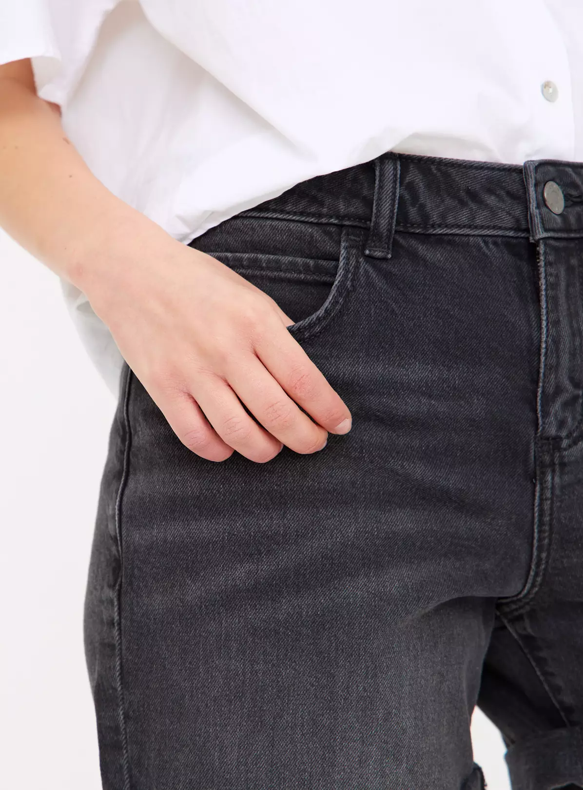 Black Washed Denim Boy Shorts 22 1 Black Washed Denim Boy Shorts 22