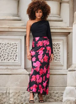 SOSANDAR Satin Slip Skirt With Ruching 16 7 SOSANDAR Satin Slip Skirt With Ruching 16 -Fit In Dress Sales tuc144027579 Black R Z002A