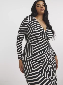 SIMPLY BE Black Supersoft Wrap Midi Dress 22 -Fit In Dress Sales tuc144028061 Black R Z003A