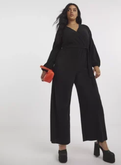 SIMPLY BE Black Wrap Jumpsuit With Belt 32 9 SIMPLY BE Black Wrap Jumpsuit With Belt 32 -Fit In Dress Sales tuc144028627 Black R Z001A