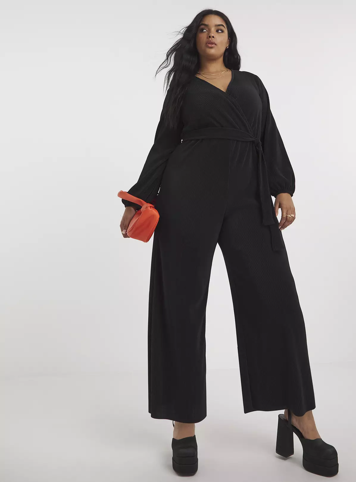 SIMPLY BE Black Wrap Jumpsuit With Belt 32 5 SIMPLY BE Black Wrap Jumpsuit With Belt 32 - Image 5