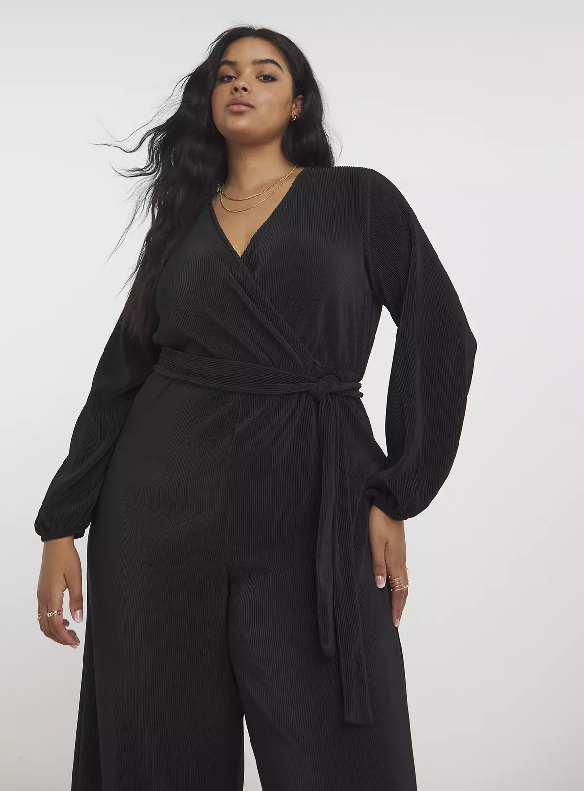 SIMPLY BE Black Wrap Jumpsuit With Belt 32 1 SIMPLY BE Black Wrap Jumpsuit With Belt 32