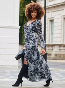 SOSANDAR Black Paisley Print Wrap Maxi Dress 6 9 SOSANDAR Black Paisley Print Wrap Maxi Dress 6 -Fit In Dress Sales tuc144031367 Black R Z002A