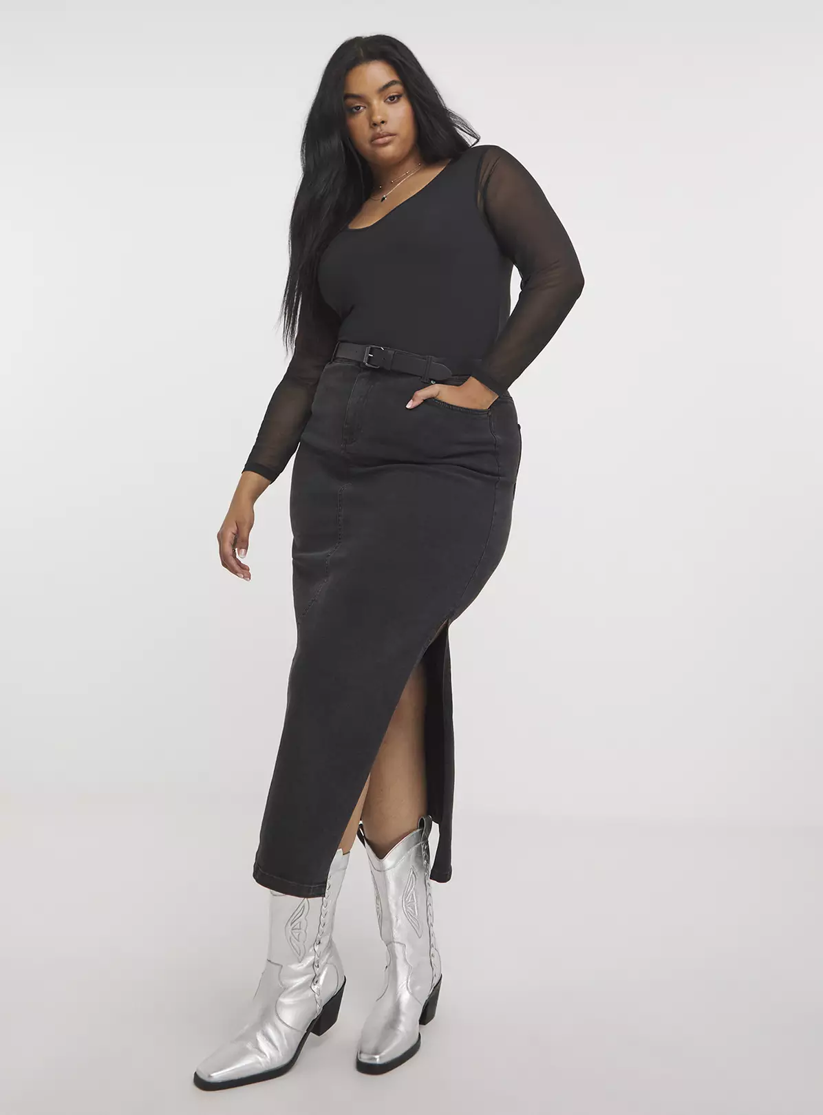 SIMPLY BE Black Mesh Sleeve Body 16 3 SIMPLY BE Black Mesh Sleeve Body 16 - Image 3