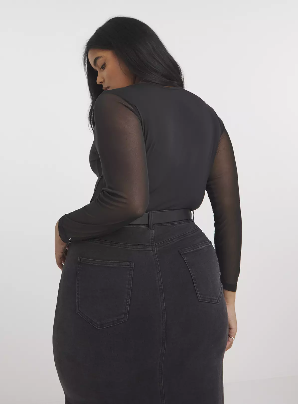 SIMPLY BE Black Mesh Sleeve Body 16 2 SIMPLY BE Black Mesh Sleeve Body 16 - Image 2