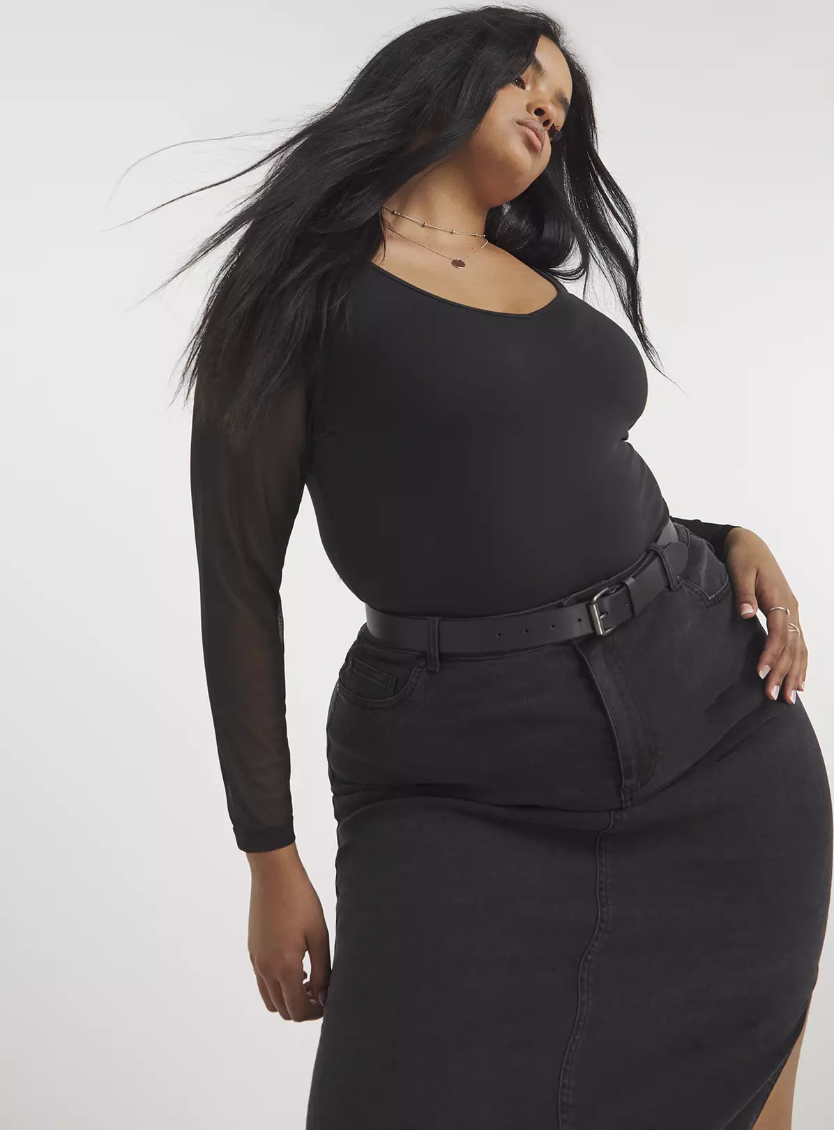 SIMPLY BE Black Mesh Sleeve Body 16 1 SIMPLY BE Black Mesh Sleeve Body 16