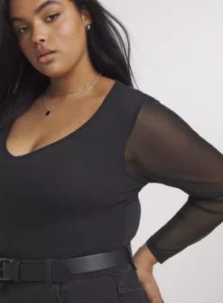 SIMPLY BE Black Mesh Sleeve Body 16 7 SIMPLY BE Black Mesh Sleeve Body 16 -Fit In Dress Sales tuc144032212 Black R Z004A