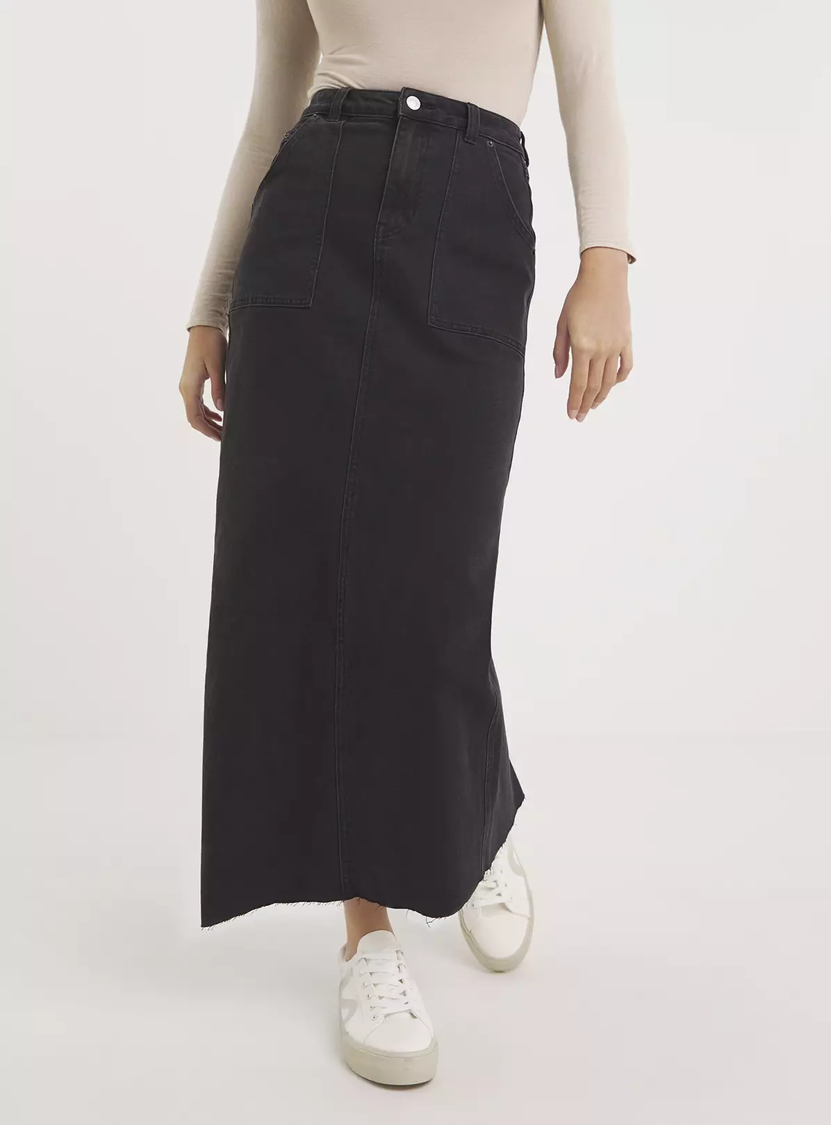 SIMPLY BE Black Wash Denim Maxi Skirt 28 2 SIMPLY BE Black Wash Denim Maxi Skirt 28 - Image 2