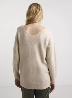 SIMPLY BE Oatmeal Slouchy V Off The Shoulder Tunic 8-10 -Fit In Dress Sales tuc144037507 Oatmeal R Z002A