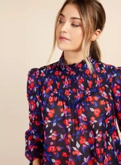 VOGUE WILLIAMS Floral Top 12 7 VOGUE WILLIAMS Floral Top 12 -Fit In Dress Sales tuc144057209 Blue R Z005A