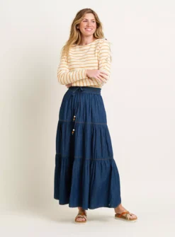BRAKEBURN Denim Maxi Skirt 16 8 BRAKEBURN Denim Maxi Skirt 16 -Fit In Dress Sales tuc144063481 Blue R Z001A