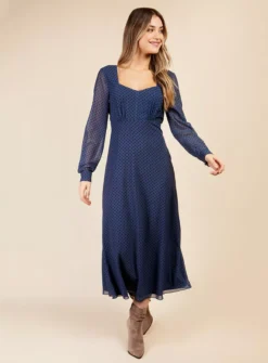 VOGUE WILLIAMS Blue Spot Midaxi 18 -Fit In Dress Sales tuc144064118 Blue R Z001A
