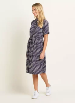 BRAKEBURN Flowing Dots Shirt Dress 18 9 BRAKEBURN Flowing Dots Shirt Dress 18 -Fit In Dress Sales tuc144066017 Navy R Z004A