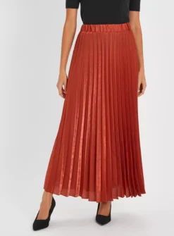 Rust Pleated Satin Maxi Skirt 20 6 Rust Pleated Satin Maxi Skirt 20 -Fit In Dress Sales tuc144069648 Chestnut R Z001A