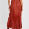 Rust Pleated Satin Maxi Skirt 20