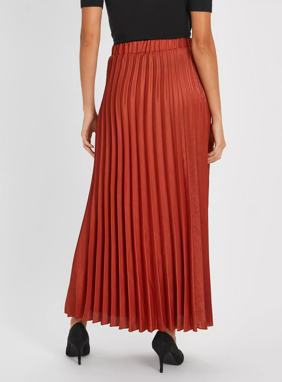 Rust Pleated Satin Maxi Skirt 20 1 Rust Pleated Satin Maxi Skirt 20