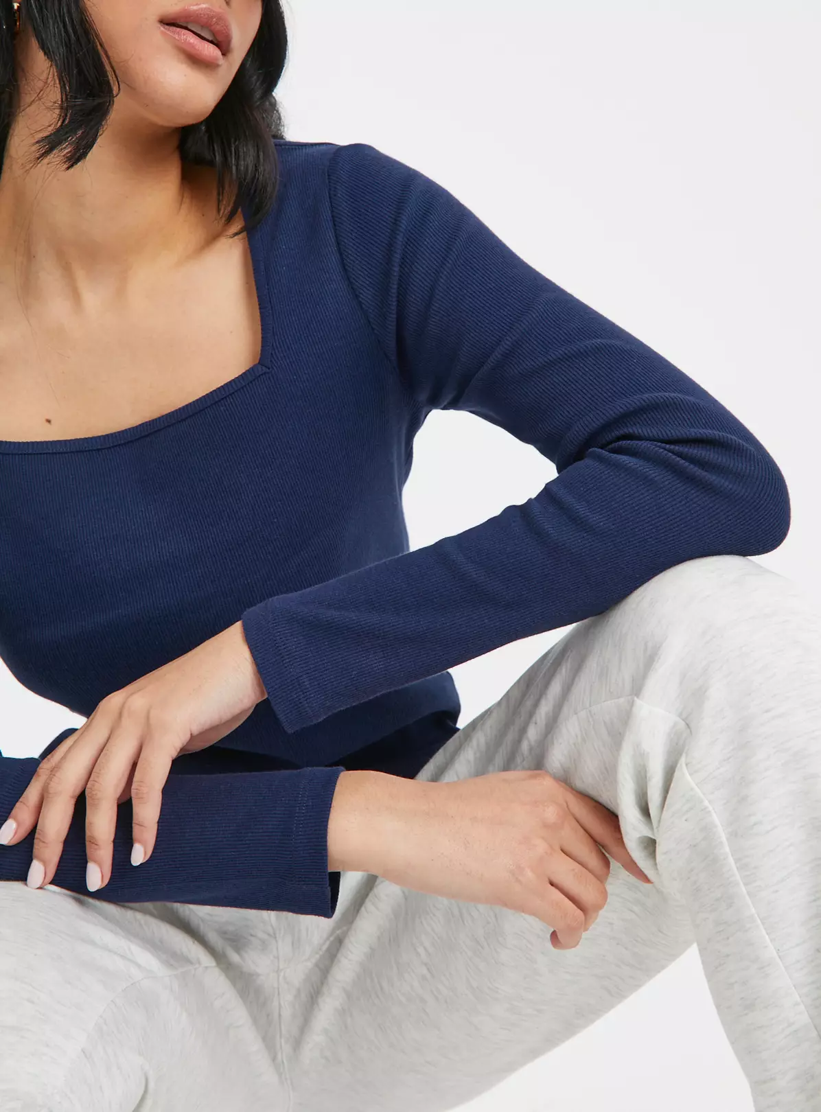 Navy Square Neck Long Sleeve Top 18 4 Navy Square Neck Long Sleeve Top 18 - Image 4