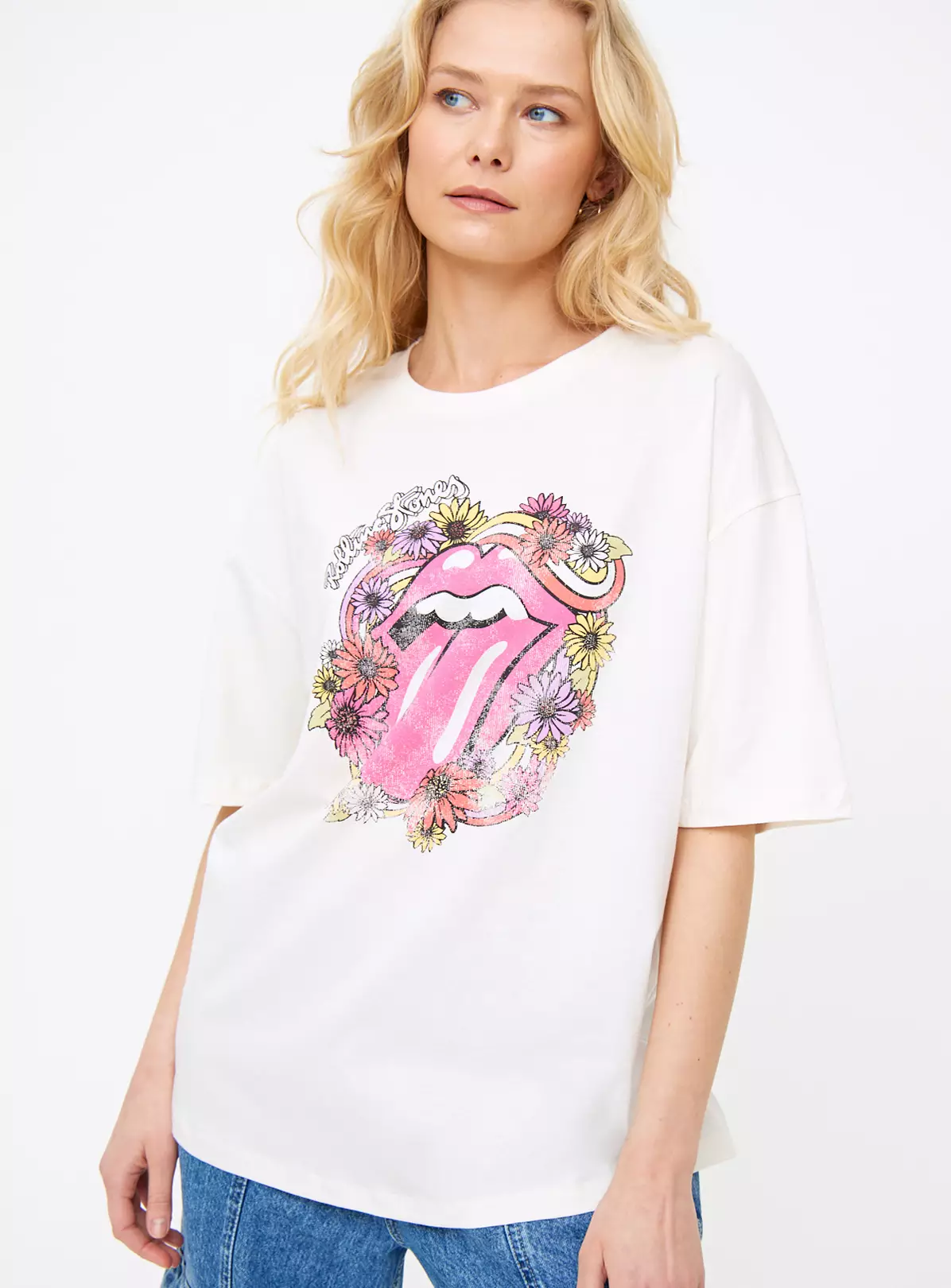 Cream Rolling Stones Oversized Graphic T-Shirt 18 2 Cream Rolling Stones Oversized Graphic T-Shirt 18 - Image 2