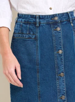 BRAKEBURN Button Front Denim Midi Skirt 18 7 BRAKEBURN Button Front Denim Midi Skirt 18 -Fit In Dress Sales tuc144108176 Blue R Z003A