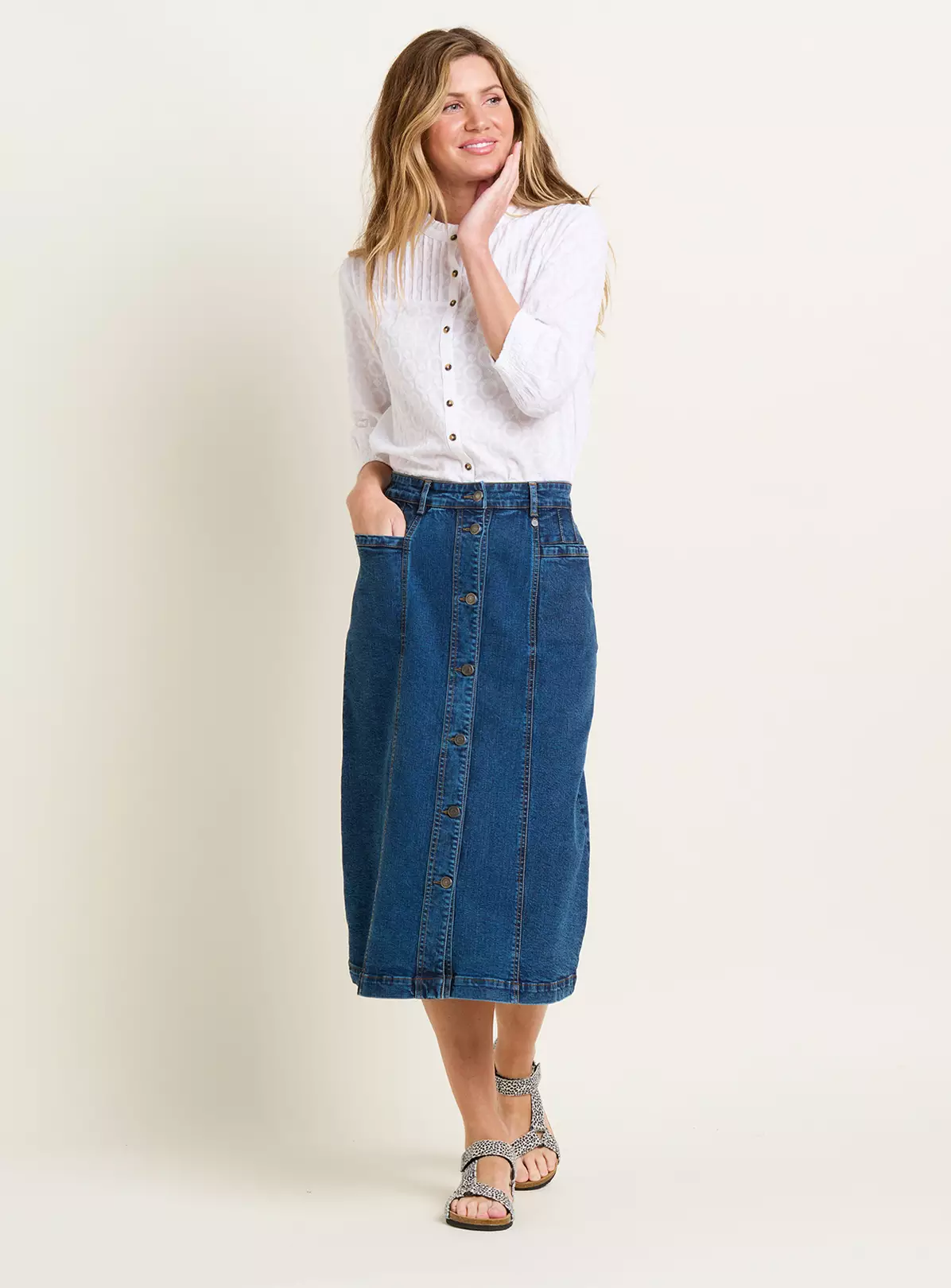 BRAKEBURN Button Front Denim Midi Skirt 18 3 BRAKEBURN Button Front Denim Midi Skirt 18 - Image 3