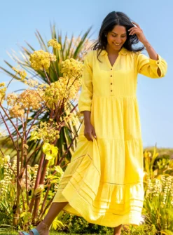 BRAKEBURN Yellow Erica Maxi Dress 14