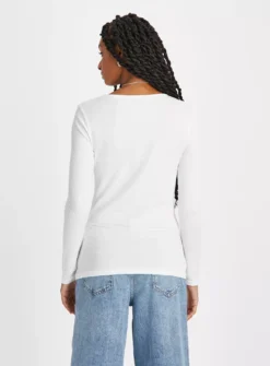 Modal White Long Sleeve Top 8 -Fit In Dress Sales tuc144122832 White R Z004A