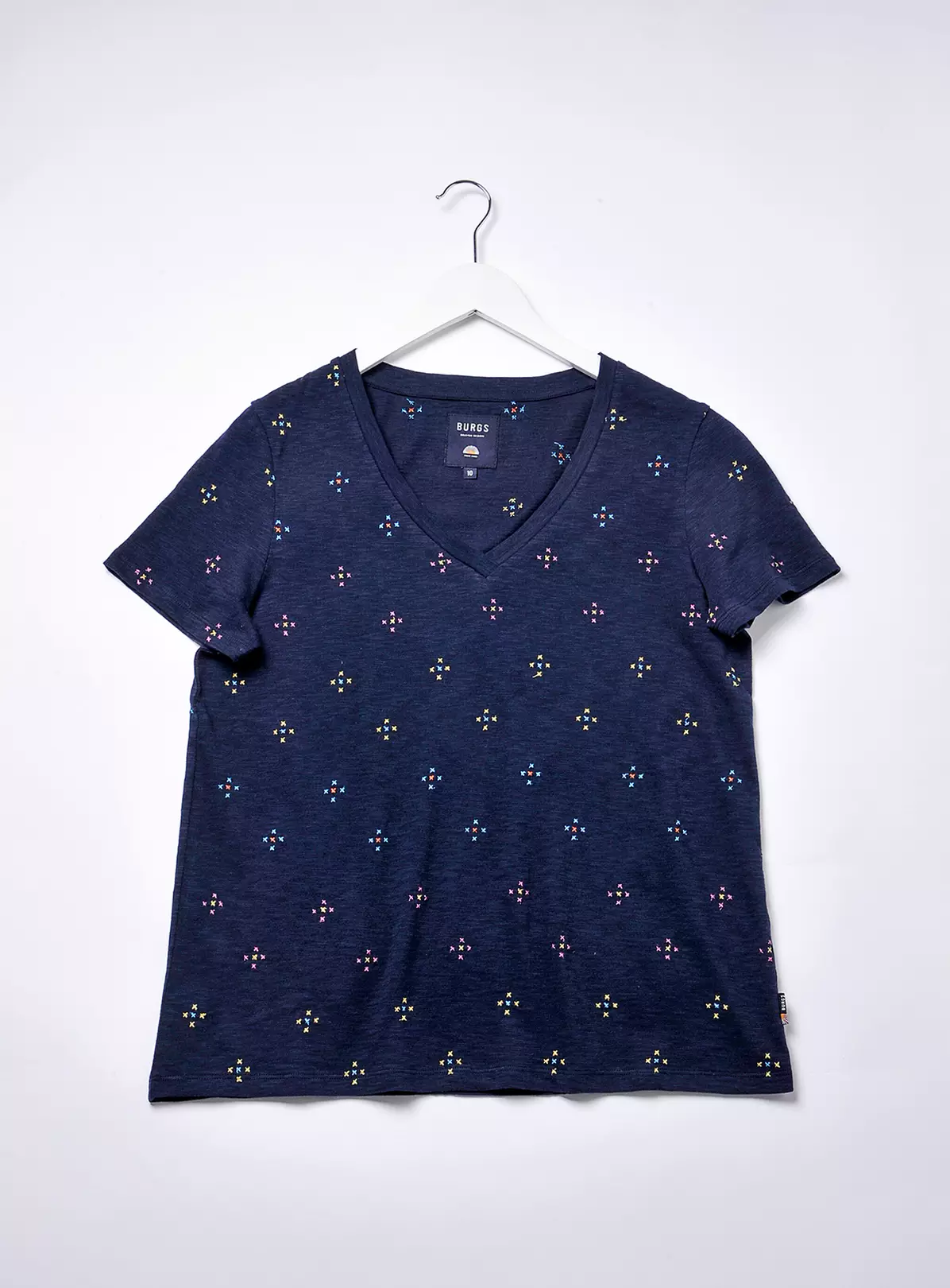 BURGS Brocton Womens V Neck T Shirt Navy 14 3 BURGS Brocton Womens V Neck T Shirt Navy 14 - Image 3