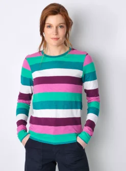 BURGS Portreath Womens Ls Crew Neck Tee - Multi Coloured 18