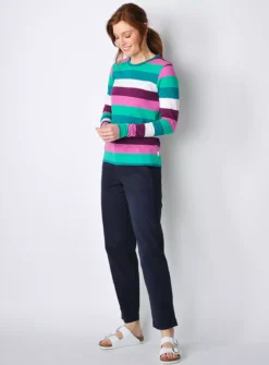 BURGS Portreath Womens Ls Crew Neck Tee - Multi Coloured 18 -Fit In Dress Sales tuc144145006 Multi20Coloured R Z004A