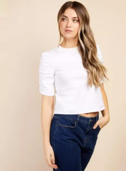 VOGUE WILLIAMS Cream Ruched Tshirt 18 9 VOGUE WILLIAMS Cream Ruched Tshirt 18 -Fit In Dress Sales tuc144146252 Cream R Z003A
