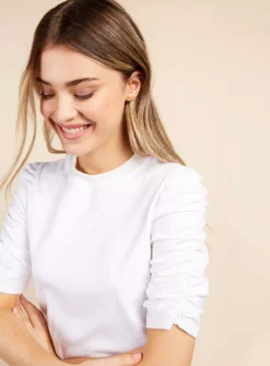 VOGUE WILLIAMS Cream Ruched Tshirt 18