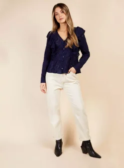 VOGUE WILLIAMS Navy Broderie Top 8 11 VOGUE WILLIAMS Navy Broderie Top 8 -Fit In Dress Sales tuc144157218 Navy R Z003A 1