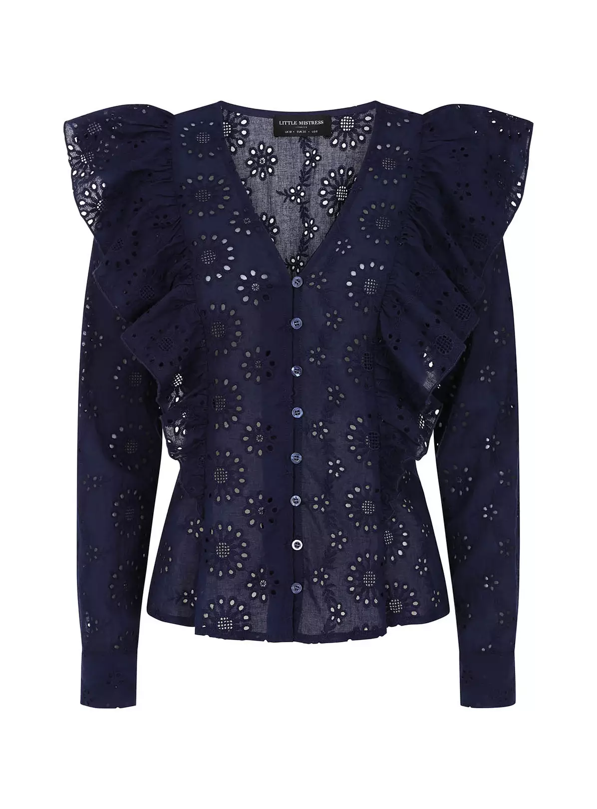 VOGUE WILLIAMS Navy Broderie Top 8 2 VOGUE WILLIAMS Navy Broderie Top 8 - Image 2