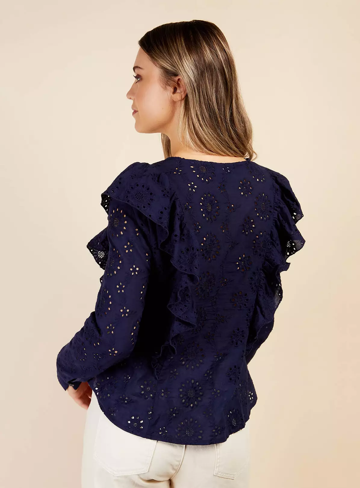 VOGUE WILLIAMS Navy Broderie Top 8 1 VOGUE WILLIAMS Navy Broderie Top 8