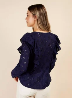 VOGUE WILLIAMS Navy Broderie Top 18