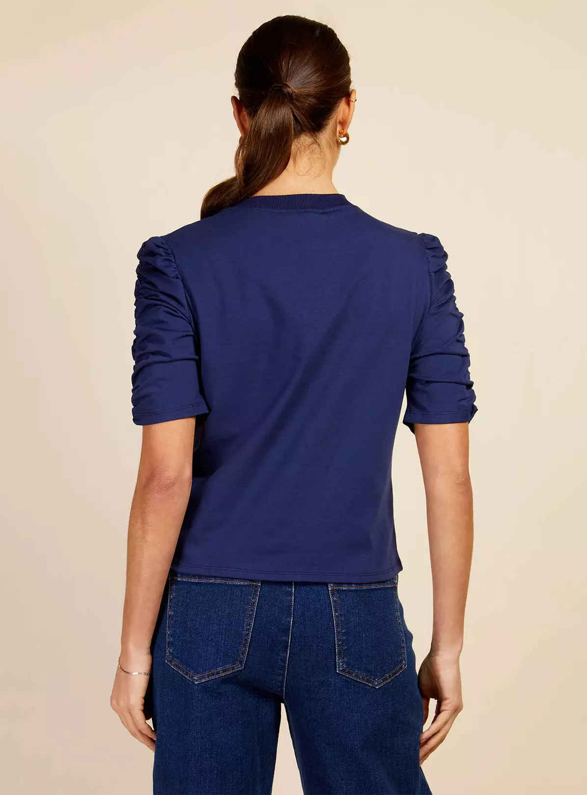 VOGUE WILLIAMS Navy Ruched Tshirt 18 4 VOGUE WILLIAMS Navy Ruched Tshirt 18 - Image 4